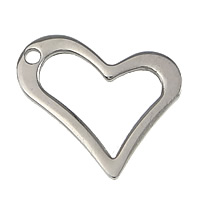 Acier inoxydable Coeur Pendentifs, couleur originale, 14x11x1mm, Trou:Environ 2mm, 100PC/lot, Vendu par lot