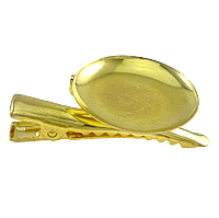 Pince à cheveux Broche Backs, laiton, Placage de couleur d'or, peut être utilisé comme broche ou fleur de cheveux, protéger l'environnement, sans nickel, plomb et cadmium, 40x11x25mm, Diamètre intérieur:Environ 25mm, 200PC/lot, Vendu par lot