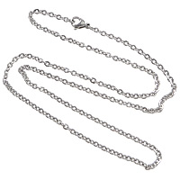 Stainless Steel Chain Ogrlica, Nehrđajući čelik, ovalni lanac, izvorna boja, 3x2x0.50mm, Dužina Približno 18 inčni, 50pramenovi/Lot, Prodano By Lot