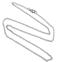 Stainless Steel Chain Ogrlica, Nehrđajući čelik, ovalni lanac, izvorna boja, 2x2x0.50mm, Dužina Približno 18 inčni, 50pramenovi/Lot, Prodano By Lot