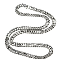 Ruostumaton teräs Kaulakoru, Curb Chain, alkuperäinen väri, 10x6x2mm, Pituus N. 20 tuuma, 10säikeet/erä, Myymät erä