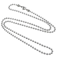 acciaio inox Collana catena, Ball chain, colore originale, 2.40mm, Lunghezza Appross. 19.8 pollice, 100Strandstrefolo/lotto, Venduto da lotto