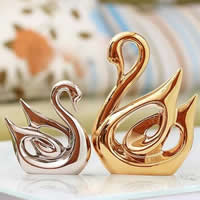 Porcelain Craft Decoration Swan glazed  Sold By Set