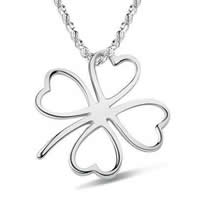 925 Sterling hopea riipus, 925 Sterling Silver, Neljä Leaf Clover, platinoidut, 10x10mm, Reikä:N. 3-8mm, 10PC/erä, Myymät erä