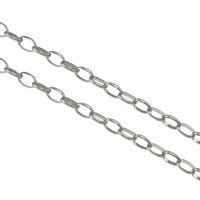 Stainless Steel Oval Αλυσίδα, Από ανοξείδωτο χάλυβα, οβάλ αλυσίδα, αρχικό χρώμα, 4x3x1mm, 100m/Παρτίδα, Sold Με Παρτίδα