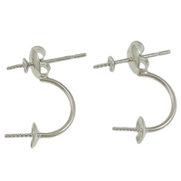 925 Sterling Silver Earring bericht, 925 Sterling Zilver, 19x6x15mm, Verkocht door pair