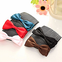 Gyanta Dekoratív Hair Comb, -val Szatén szalag, Bowknot, kevert színek, nikkel, ólom és kadmium mentes, 80x35mm, 100PC-k/Lot, Által értékesített Lot