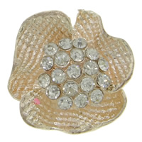 Zinc Alloy kostume tilbehør, Flower, guldfarve belagt, med rhinestone, nikkel, bly & cadmium fri, 21x6mm, 100pc'er/Bag, Solgt af Bag