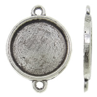 Zinc Alloy Connector asetus, Sinkkiseos, Litteä pyöreä, antiikki hopea päällystetty, 1/1 silmukka, nikkeli, lyijy ja kadmium vapaa, 19x25x2mm, Reikä:N. 2mm, Sisäläpimitta:N. 15.5mm, N. 585PC/KG, Myymät KG