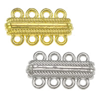 Brass Magnetic Kapcsos, Sárgaréz, Téglalap, galvanizált, 4-strand, több színt a választás, nikkel, ólom és kadmium mentes, 29x17x7mm, Lyuk:Kb 2mm, 100PC-k/Lot, Által értékesített Lot