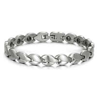 acier inoxydable 316L bracelet, avec hématite magnétique, hygiéniques, couleur originale, 8mm, Longueur Environ 8 pouce, 3Strandstoron/sac, Vendu par sac