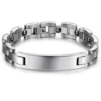 acier inoxydable bracelet, avec hématite magnétique, hygiéniques, couleur originale, 12mm, Longueur Environ 8.5 pouce, 3Strandstoron/sac, Vendu par sac