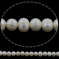 Grânulos de pérolas  cultivadas de água doce de forma redomda., Pérolas de água doce, Roda, naturais, branco, Grade A, 8-9mm, Buraco:Aprox 0.8mm, vendido para 14.3 inchaltura Strand