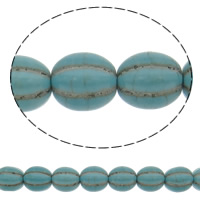 Coirníní turquoise, Turquoise sintéiseach, Oval, glas, 12mm, Poll:Thart 1mm, Thart 32ríomhairí pearsanta/Snáithe, Díolta Per Thart 15 Inse Snáithe