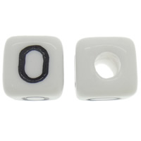 Perline alfabeto plastica ABS, ABS plastica, Cubo, diversi modelli per la scelta & con modello lettera, bianco, 10mm, Foro:Appross. 4mm, Appross. 550PC/borsa, Venduto da borsa