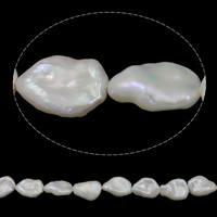 Keishi odlad sötvattenspärla pärlor, Freshwater Pearl, naturlig, vit, Grade AAA, 13-15mm, Hål:Ca 0.8mm, Såld Per Ca 15.7 inch Strand