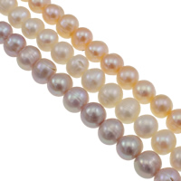 Potatis odlad sötvattenspärla pärlor, Freshwater Pearl, naturlig, fler färger för val, Grade AA, 9-10mm, Hål:Ca 0.8mm, Såld Per Ca 15 inch Strand