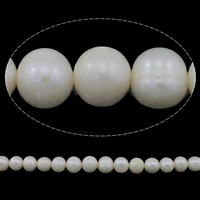 Perles nacres pommes de terre de culture d'eau douce, perle d'eau douce cultivée, pomme de terre, naturel, blanc, grade AAA, 8-9mm, Trou:Environ 0.8mm, Vendu par Environ 15 pouce brin