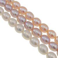 Perlas Arroz Freshwater, Perlas cultivadas de agua dulce, natural, más colores para la opción, Grado AAA, 9-10mm, agujero:aproximado 0.8mm, Vendido para aproximado 15 Inch Sarta