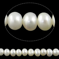 Button saothraithe Péarla Fionnuisce Coirníní, Pearl Fionnuisce, nádúrtha, bán, Grád AA, 5-6mm, Poll:Thart 0.8mm, Díolta Per Thart 15 Inse Snáithe