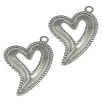 Acier inoxydable Coeur Pendentifs, couleur originale, 15x23x2.50mm, Trou:Environ 1mm, 1000PC/lot, Vendu par lot