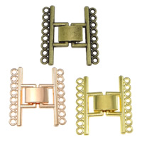 Zink Alloy Fold Over Lås, plated, 8-sträng, fler färger för val, nickel, bly och kadmium gratis, 24x26x4mm, Hål:Ca 1mm, 150PC/Lot, Säljs av Lot