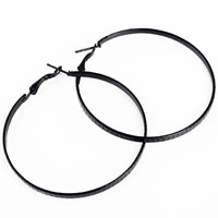 Zinc Alloy Hoop Earring stainless steel post pin Donut plumbum black color plated nickel lead & cadmium free Sold By Pair