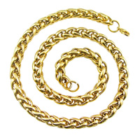 Men Ketting, Roestvrij staal, gold plated, tarwe keten & verschillende grootte voor keus & voor de mens, Verkocht door Lot