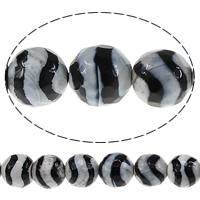 Prirodni Tibetanski Agate Dzi perle, Tibetanski ahat, Krug, različite veličine za izbor & faceted & teksturom & u dvije nijanse, Rupa:Približno 1-1.2mm, Dužina Približno 15 inčni, Prodano By Lot