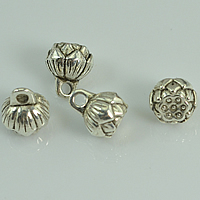 Sinc Alloy Flower Pendants, dath airgid antique plátáilte, nicil, luaidhe & caidmiam saor in aisce, 9x8mm, Poll:Thart 3mm, 400ríomhairí pearsanta/Lot, Díolta De réir Lot