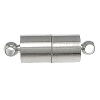 Zinc Alloy magnetische sluiting, Kolom, platinum plated, enkelstrengs, nikkel, lood en cadmium vrij, 19x6mm, Gat:Ca 2mm, 200pC's/Lot, Verkocht door Lot