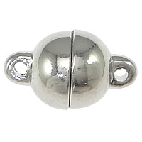 Zinc Alloy Magnetic Clasp Oval platinum color plated single-strand nickel lead & cadmium free Approx 1mm Sold By Lot