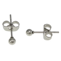 Stainless Steel Stud Øreringe, oprindelige farve, 3x14mm, Solgt af PC