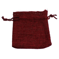 Linnen Koord Bag, met Nylon Koord, Rechthoek, rood, 77x97x1mm, 200/