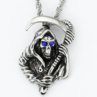 Titanium Steel Pendants Skull with cubic zirconia & blacken Approx 3-5mm Sold By Bag