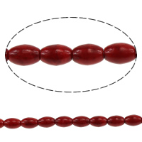 Grânulos de turquesas, Turquesa sintética, Oval, vermelho, 8x6mm, Buraco:Aprox 0.5mm, comprimento Aprox 16 inchaltura, 50vertentespraia/Lot, Aprox 52PCs/Strand, vendido por Lot