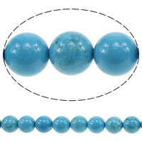 Grânulos de turquesas, Turquesa sintética, Roda, azul, 10mm, Buraco:Aprox 0.5mm, comprimento Aprox 15.5 inchaltura, 10vertentespraia/Lot, Aprox 47PCs/Strand, vendido por Lot