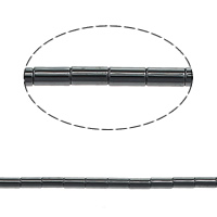 Nicht-magnetische Hämatit Perlen, Non- magnetische Hämatit, Zylinder, 4x2mm, Bohrung:ca. 0.6mm, Länge ca. 16 ZollInch, 50SträngeStrang/Menge, ca. 101/Strang, verkauft von Menge