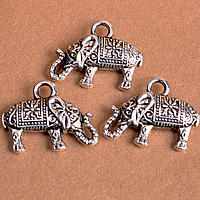 Pendentifs animaux en alliage de zinc, éléphant, Plaqué de couleur d'argent, protéger l'environnement, sans nickel, plomb et cadmium, 17x13mm, Trou:Environ 2mm, 250PC/lot, Vendu par lot