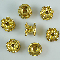 Prás Bead Cap, Flower, dúbailte-Thaobh, dath bunaidh, nicil, luaidhe & caidmiam saor in aisce, 9.50x7mm, Poll:Thart 2mm, 100ríomhairí pearsanta/Lot, Díolta De réir Lot