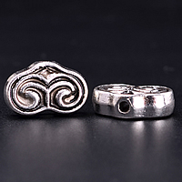 Sinc Alloy Maol Beads, Cloud, dath airgid antique plátáilte, nicil, luaidhe & caidmiam saor in aisce, 16x10mm, Poll:Thart 2mm, 200ríomhairí pearsanta/Lot, Díolta De réir Lot