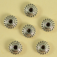 Zinek Spacer Beads, Flat Round, starožitné barva postříbřená, nikl, olovo a kadmium zdarma, 4.80x2.30mm, Otvor:Cca 1mm, 1000PC/Lot, Prodáno By Lot