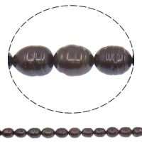 Reis Süßwasser Zuchtperlen, Natürliche kultivierte Süßwasserperlen, rote Kaffeefarbe, Grade A, 8-9mm, Bohrung:ca. 0.8mm, verkauft per ca. 14.7 ZollInch Strang