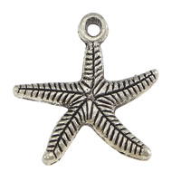 Pendants Jewelry Prás, Starfish, dath platanam plátáilte, blacken, nicil, luaidhe & caidmiam saor in aisce, 25x27x3mm, Poll:Thart 2mm, 200ríomhairí pearsanta/Lot, Díolta De réir Lot