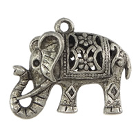 Messing Anhänger Zubehör, Zinklegierung, Elephant, antik silberfarben plattiert, hohl, frei von Nickel, Blei & Kadmium, 26x21x9mm, Bohrung:ca. 2mm, Innendurchmesser:ca. 1mm, 100/