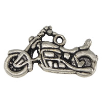 Messing Schmuck Anhänger, Motorrad, Platinfarbe platiniert, Schwärzen, frei von Nickel, Blei & Kadmium, 24x14x2.50mm, Bohrung:ca. 1.5mm, 200PCs/Menge, verkauft von Menge