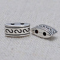 Zinek Spacer Beads, Jízda na oko, starožitné barva postříbřená, double-hole, nikl, olovo a kadmium zdarma, 9.50x4.50mm, Otvor:Cca 1mm, 1000PC/Lot, Prodáno By Lot