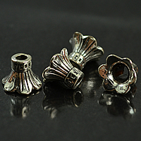 Sinc Alloy Bead Cap, Flower, dath airgid antique plátáilte, nicil, luaidhe & caidmiam saor in aisce, 11.70x8.80mm, Poll:Thart 3mm, 100ríomhairí pearsanta/Lot, Díolta De réir Lot