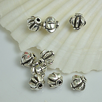 Perles de bouddhistes, alliage de zinc, lanterne, Plaqué de couleur d'argent, bijoux bouddhiste, protéger l'environnement, sans nickel, plomb et cadmium, 8.60x8.20mm, Trou:Environ 2mm, 500PC/lot, Vendu par lot