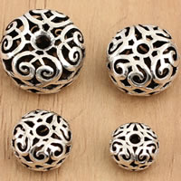 Ταϊλάνδη Sterling Silver Beads, Flat Γύρος, διαφορετικό μέγεθος για την επιλογή & κοίλος, Sold Με τσάντα